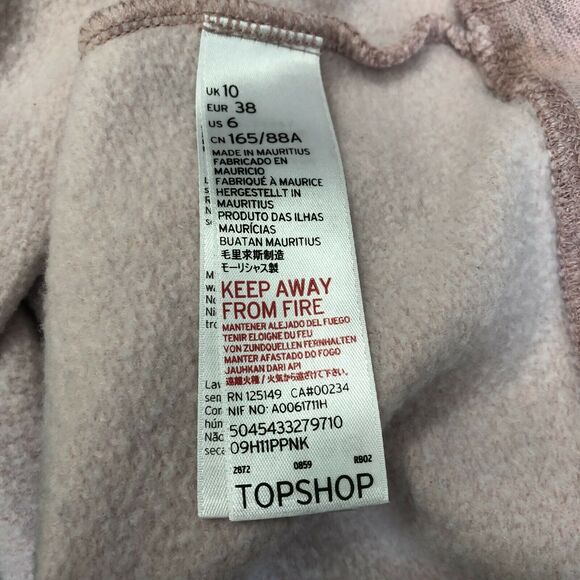 Topshop Womens Sweatshirt Sz 6 Heather Pink Crew Neck Sweatshirt Raglan Sleeve - Picture 5 of 5